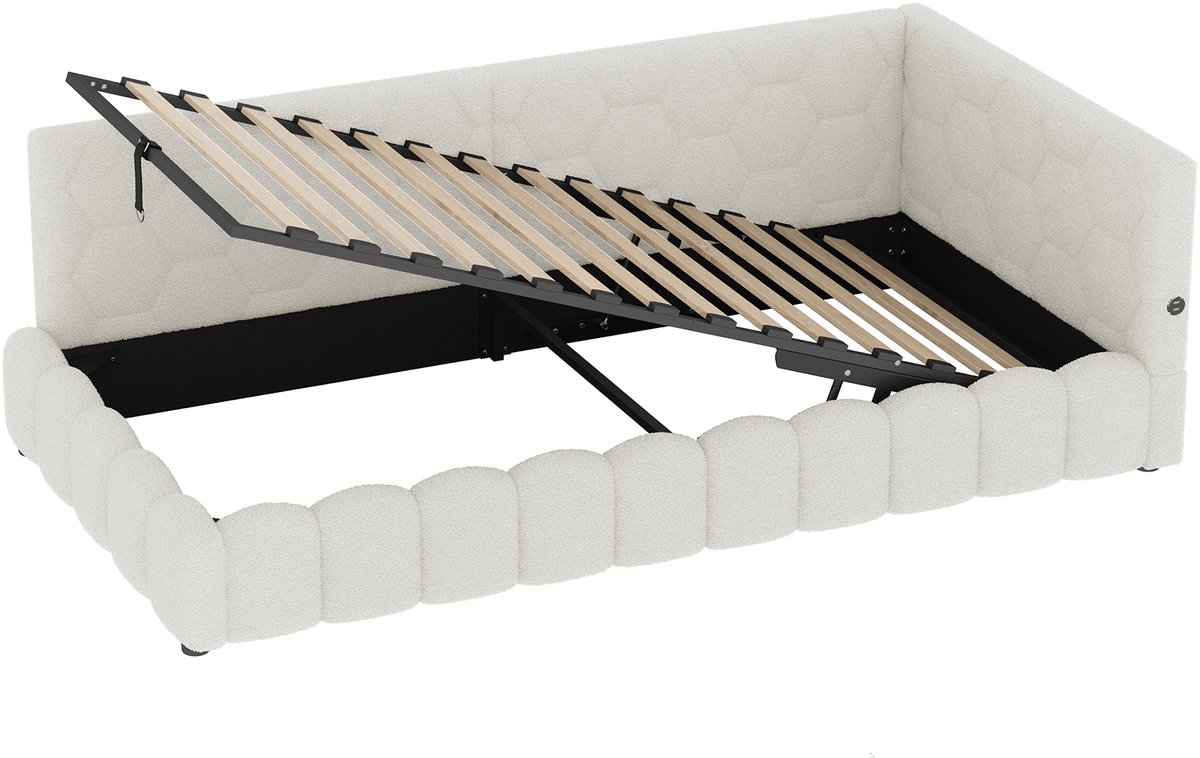 WUVRIE Opklapbed 90x200 cm met lattenbodem, LED, USB en Type-C, wit