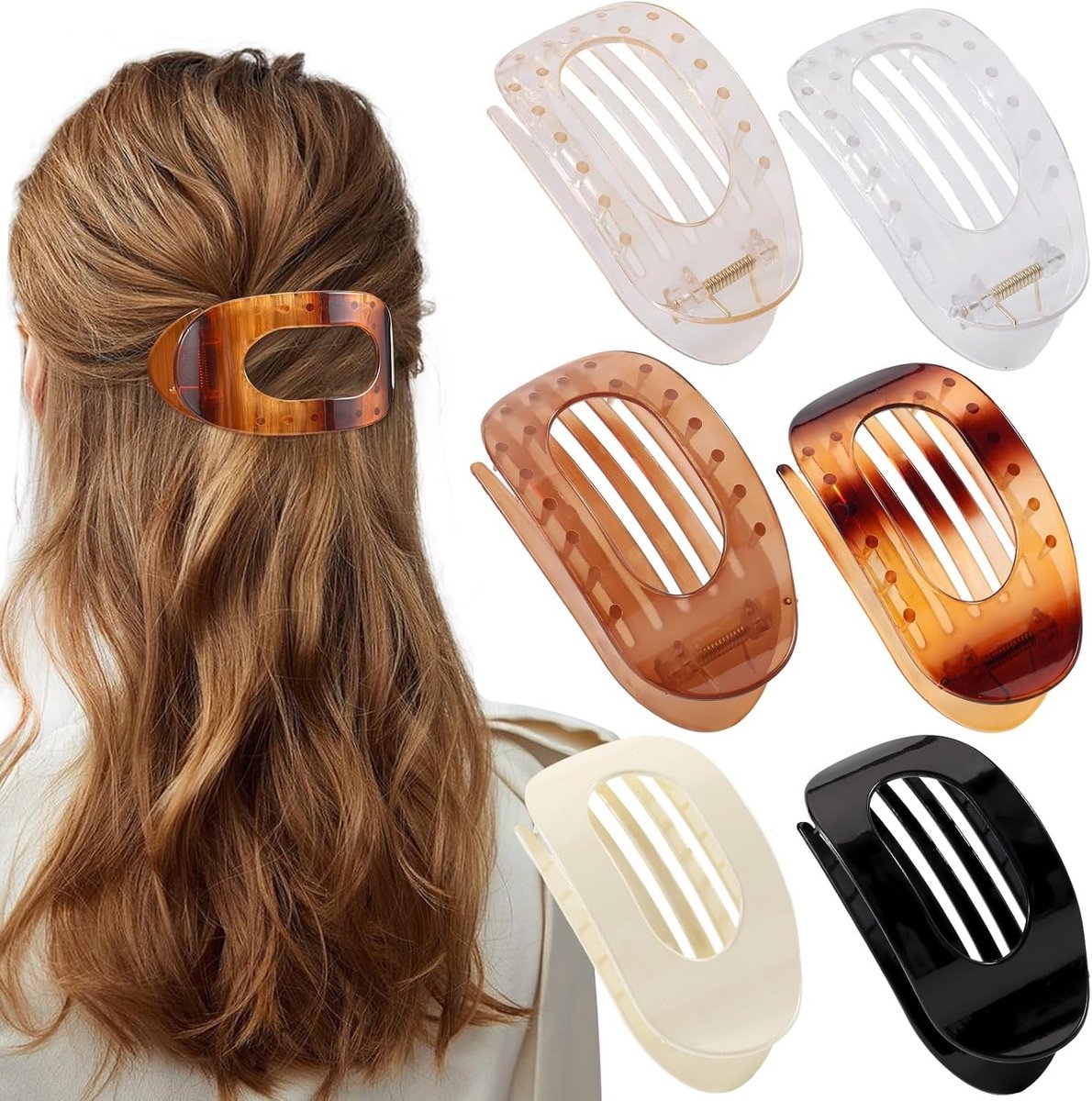 Set van 6 Platte Haarspelden, Ronde Haarclips voor Vrouwen en Meisjes, Sterke Grip voor Dikker en Dunner Haar, Perfect voor Diverse Haarstijlen
