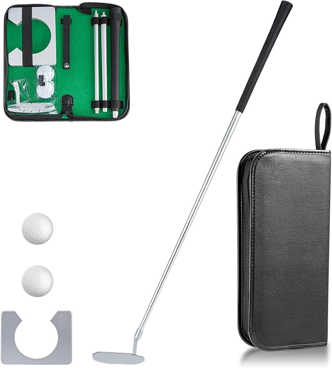 Complete Golf Putter Set met Afneembare Mini Wave Putter, Geschikt voor Rechtshandigen, Inclusief Golfballen en Tas voor Binnen- en Buitentraining, Golfaccessoires voor Beginners en Gevorderden