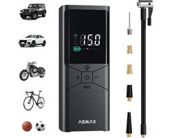 ASMAX T40 Elektrische Bandenpomp - Draadloze Compressor 150 PSI - 6000mAh Accu - Digitale Luchtpomp met Auto Stop & LED - Auto, Fiets & Motor
