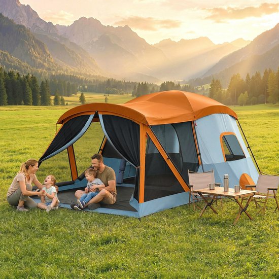Outsunny Tunnel Tent-Polyester-taft, Glasvezel-530L x 380B x 220H cm-Oranje+Blauw van Outsunny — afbeelding 5