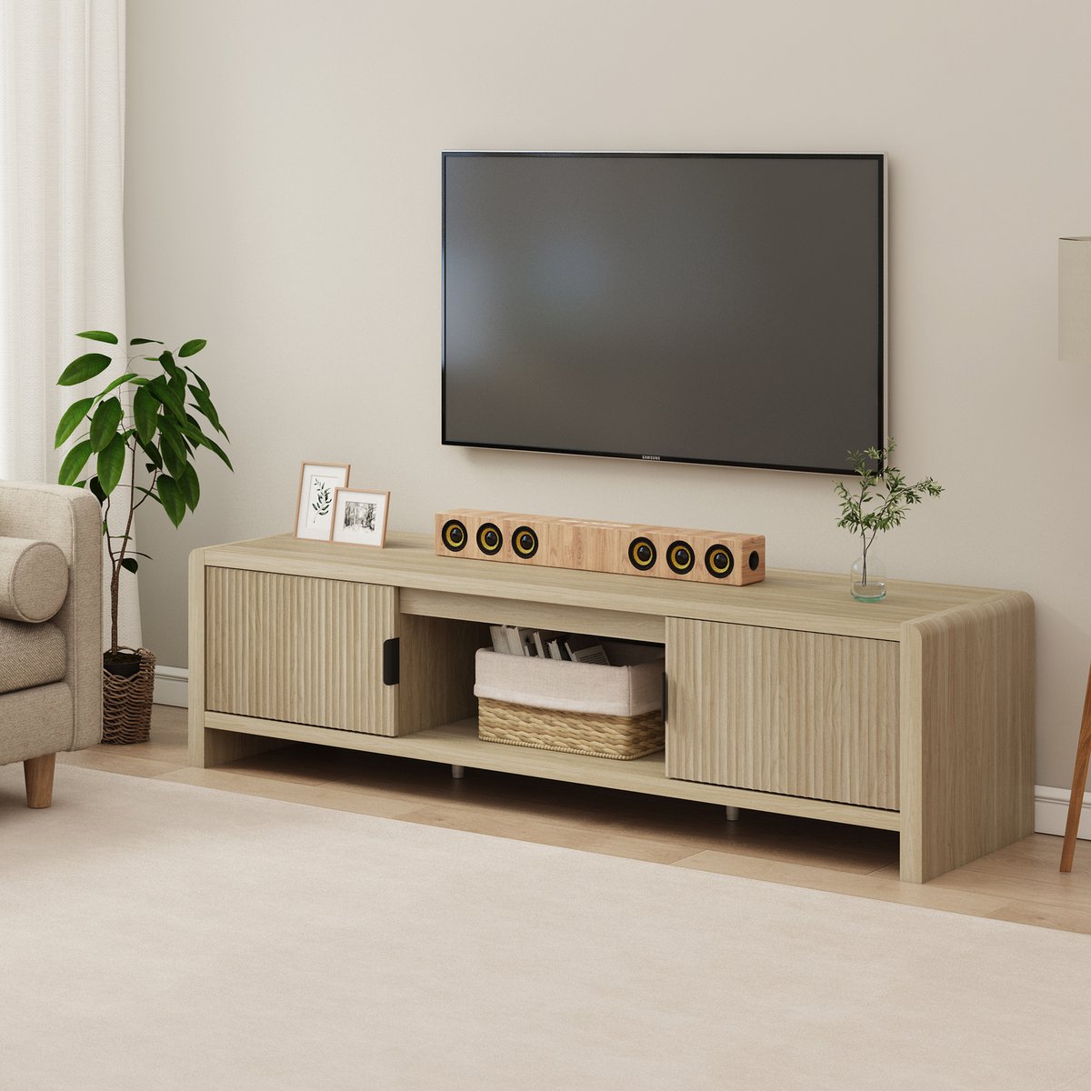 en.casa Tv-meubel Lukkodso 150x40x40 cm eikenkleurig [en.casa]