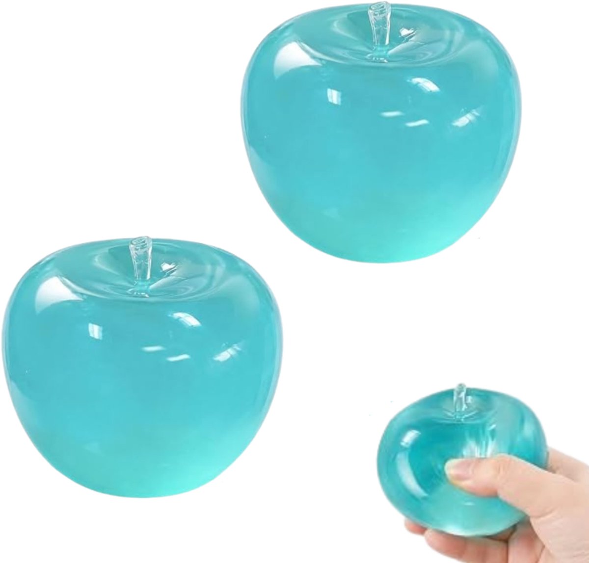 Knijpbaar speeltje in de vorm van een appel - Stressbal in de vorm van een appel - Knijpspeeltje in de vorm van fruit - Stressverlichtend speeltje - Bureaudecoratie - Langzame terugvering - Geschikt voor kantoor, klaslokaal en thuis - Blauw