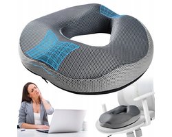 Zitkussen Orthopedisch - Stuitkussen Ergonomisch - Wigkussen Traagschuim - Hol Ontwerp - Pijnlijke Stuit - Antislip - Ademende Hoes - Voor Thuis Auto en Bureaustoel - Zitcomfort