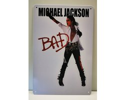 Metalen Wandbord Michael Jackson - "BAD" Album Retro Poster - 20x30 cm - King of Pop Muziek Wanddecoratie voor Woonkamer, Bar & Man Cave