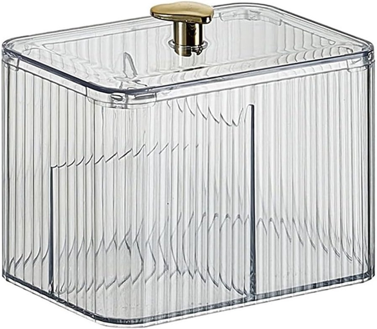 Organizer voor Wattenstaafjes en Wattenpads met 3 Compartimenten - Doorzichtige Badkamercontainer met Deksel voor Cosmetica en Make-up Opslag