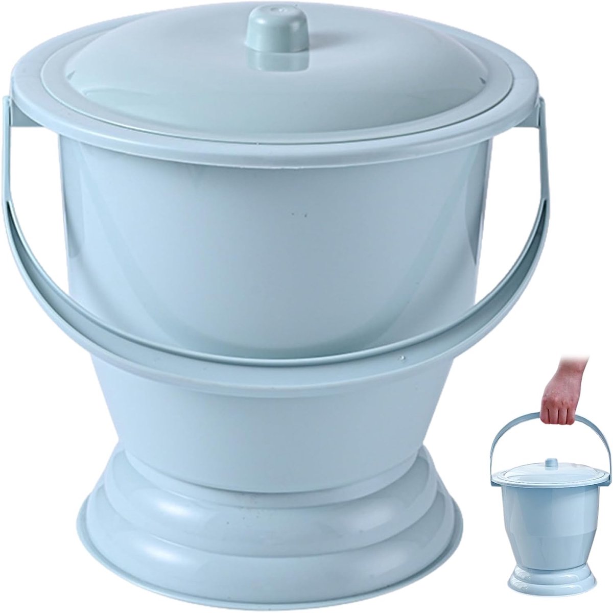 Bedpan voor vrouwen, draagbaar kamerpot‑urinoir met deksel en handvat, stevige plastic plasemmer met grote capaciteit, geschikt voor zwangere vrouwen, ouderen en kinderen voor thuisverzorging