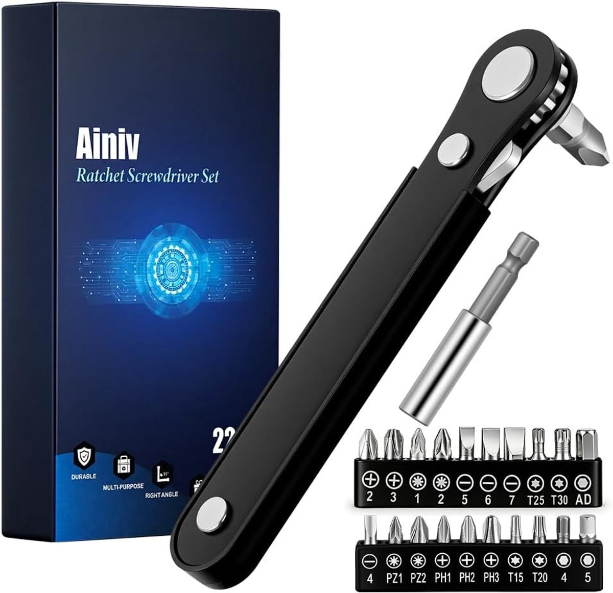 Mini Ratchet Screwdriver Set van 22 Stukken, 1/4 Inch Voor Auto's, Fietsen en Klussen in Huis