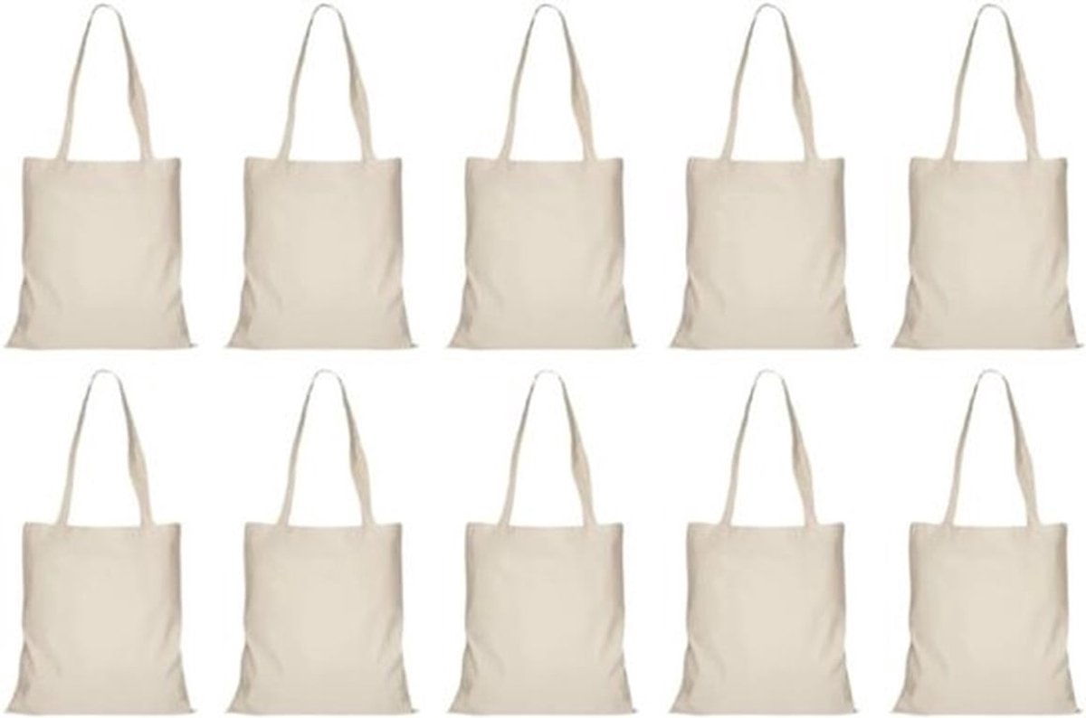 Herbruikbare Katoenen Tassen, 10 Stuks, Grote 25 x 30 cm, Ideaal voor Boodschappen, Fruit en Groenten, Duurzaam en Milieuvriendelijk