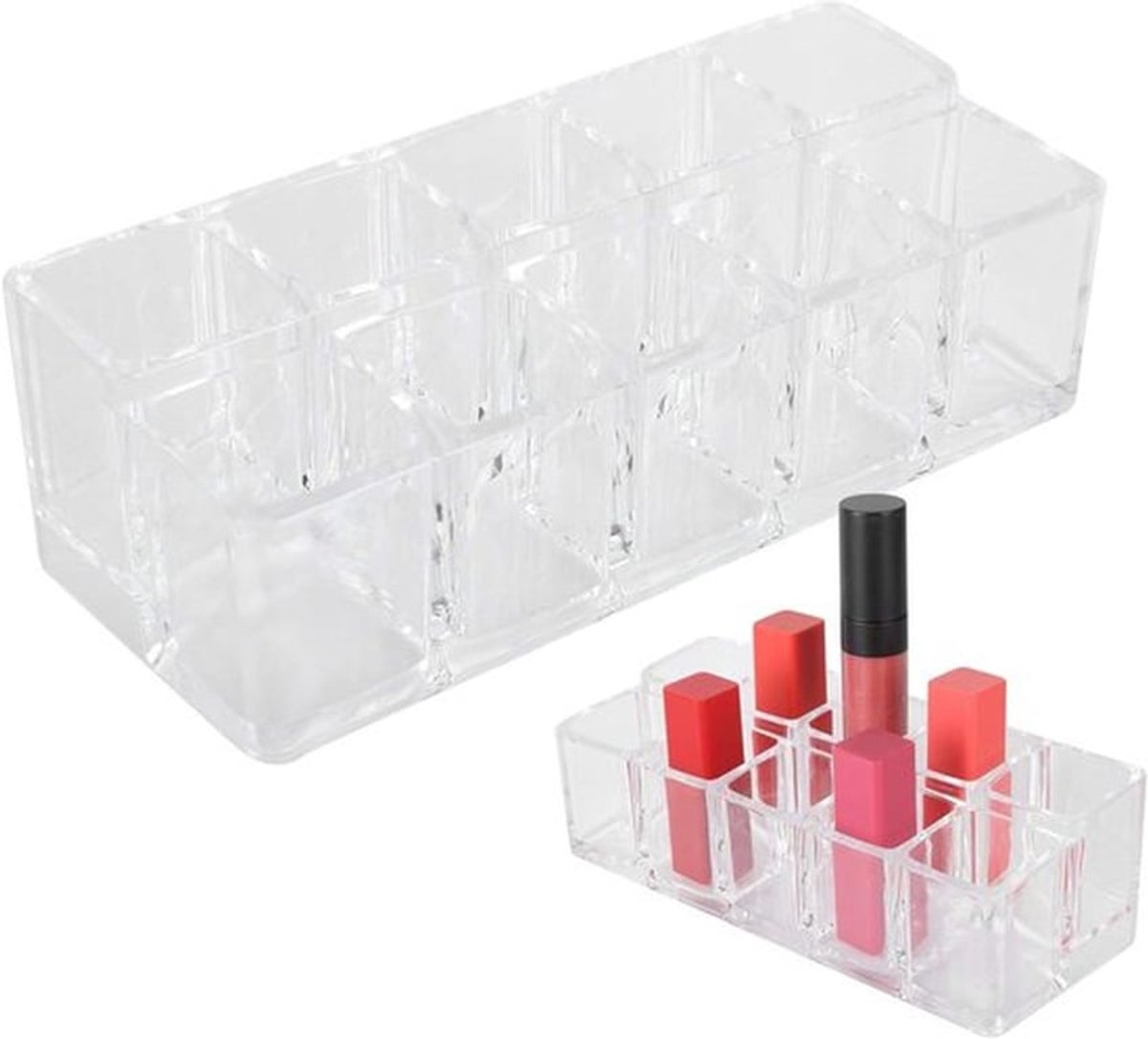 Lippenstift Houder met 10 Rasters, Transparante Acryl Organisator voor Cosmetica Display in Thuis en Schoonheidssalon