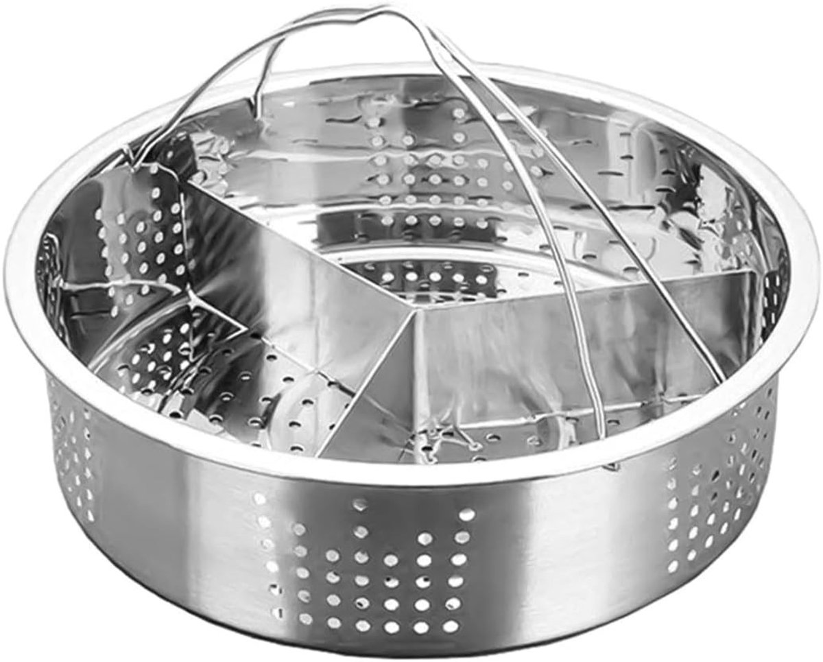 RVS Stoommandje Set met Separator voor Eieren en Groenten - 21 cm Stoomrek voor Gezond Koken en Makkelijk Scheiden