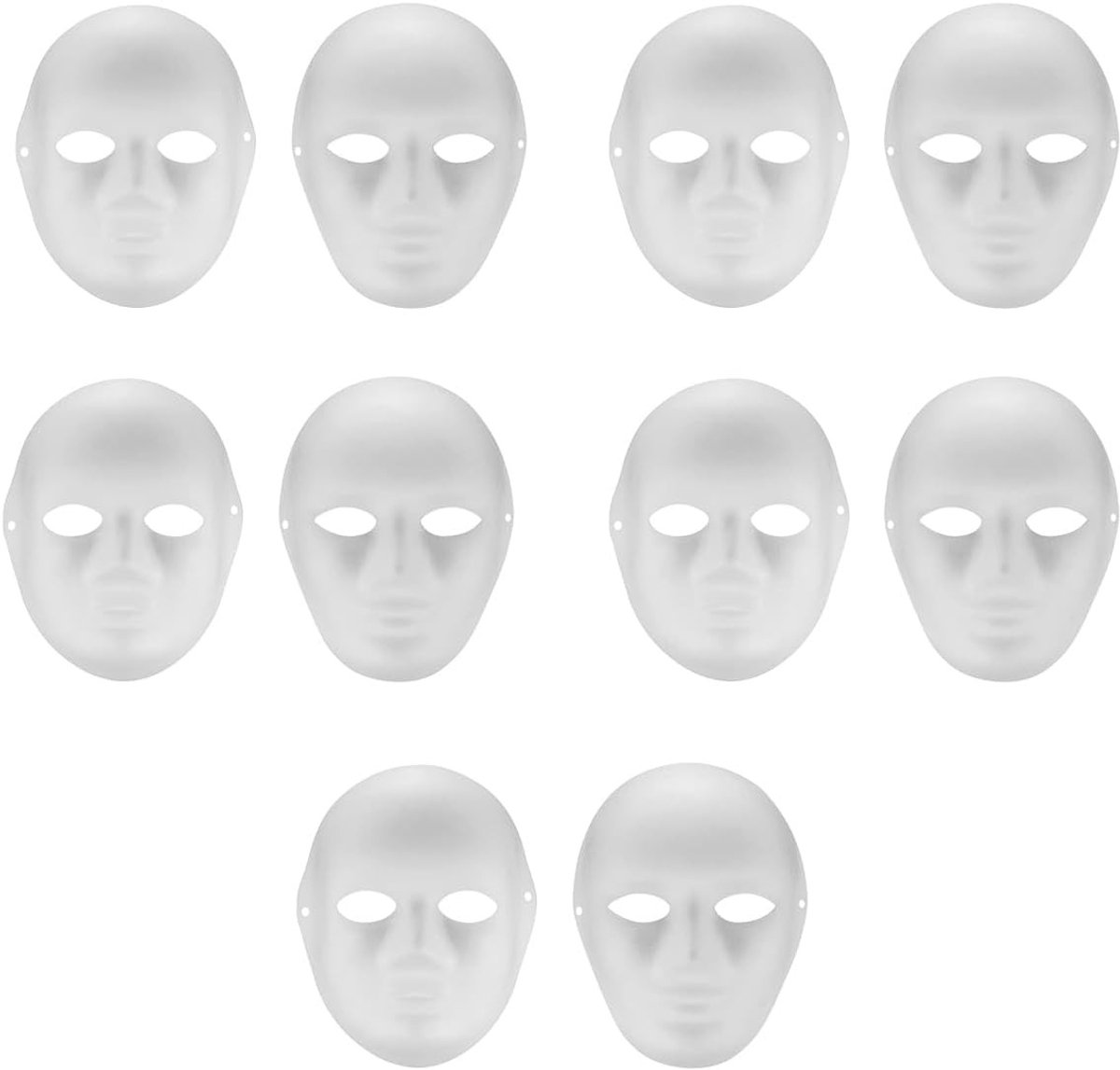 10 Stuks DIY Witte Papieren Maskers voor Verf, Schilderbare Maskers voor Carnaval, Cosplay en Halloween Feesten