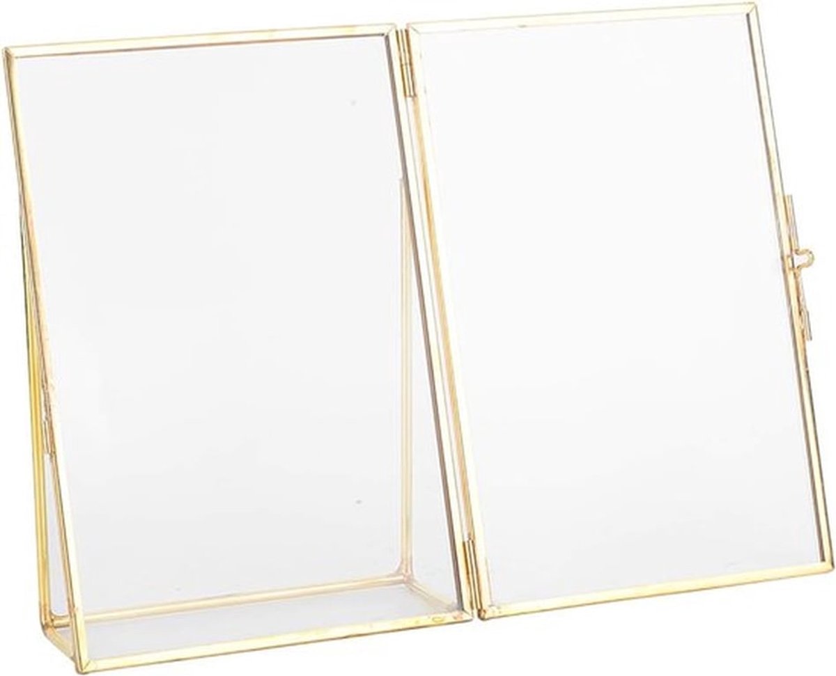 Vintage Fotolijst van Messing - Retro Glazen Tafelhouder, Ideaal voor 4 x 6 Inch Foto's, Perfect voor Thuisdecoratie en Cadeaus