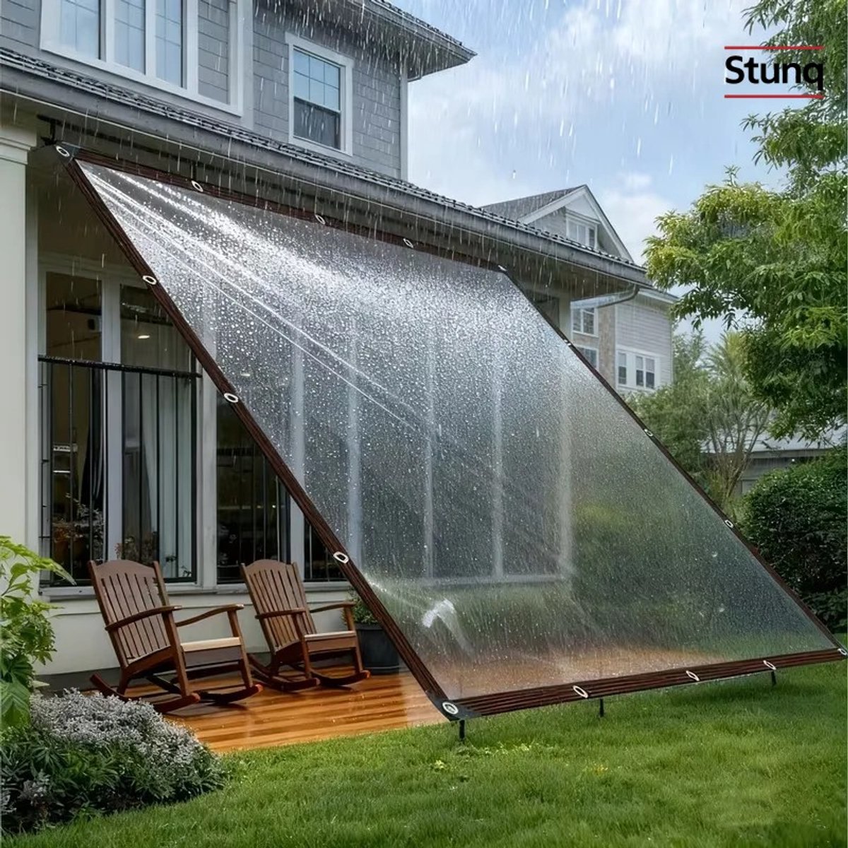Stunq® Waterdicht Transparant Afdekzeil 2x4m met Roestvrije Oogjes voor Tuin, Patio en Kippenhok