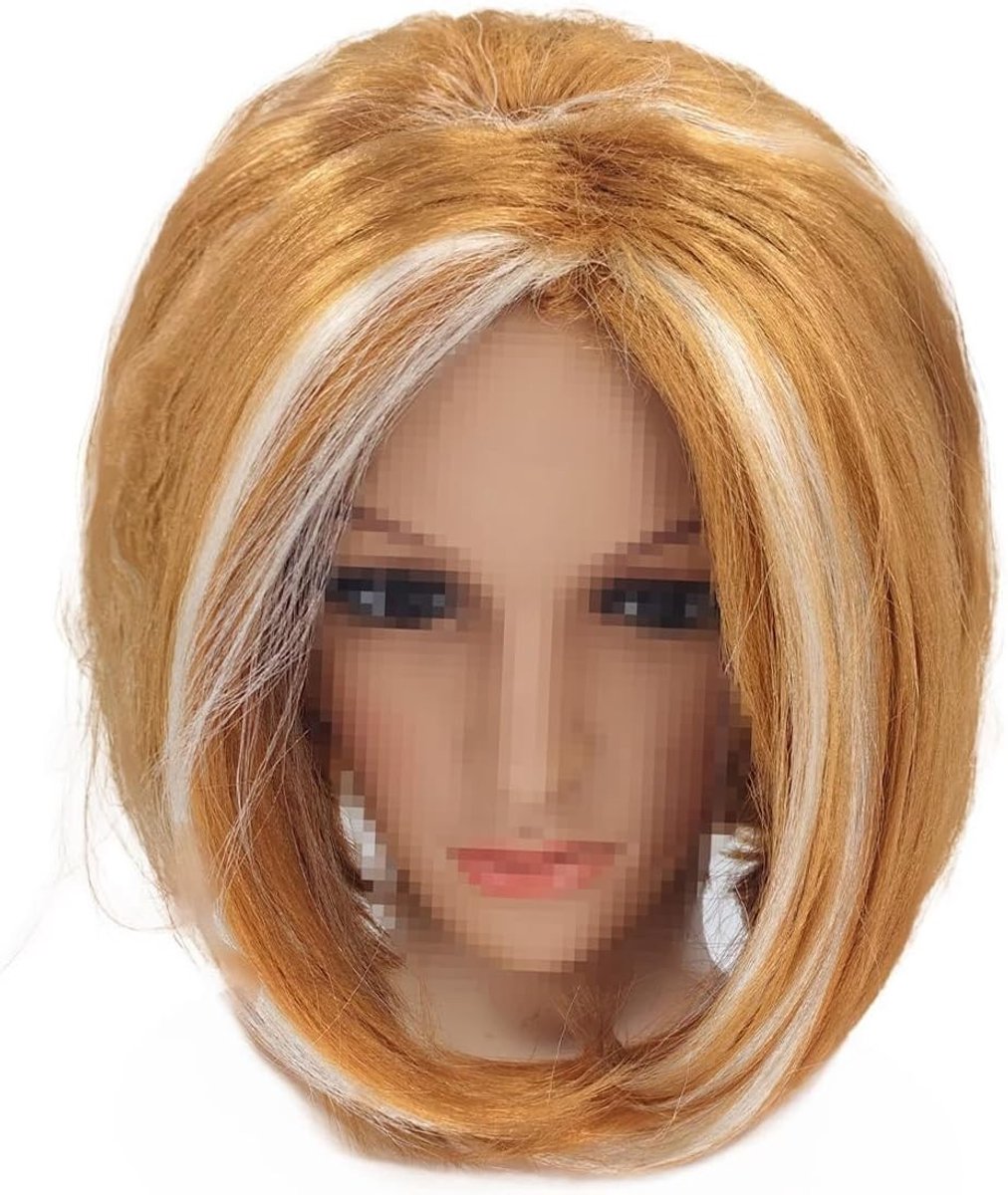 Ginger Perücke met Gouden Strepen voor Vrouwen - 1990s Verkleedkostuum Accessoires voor Feestjes en Maskerades