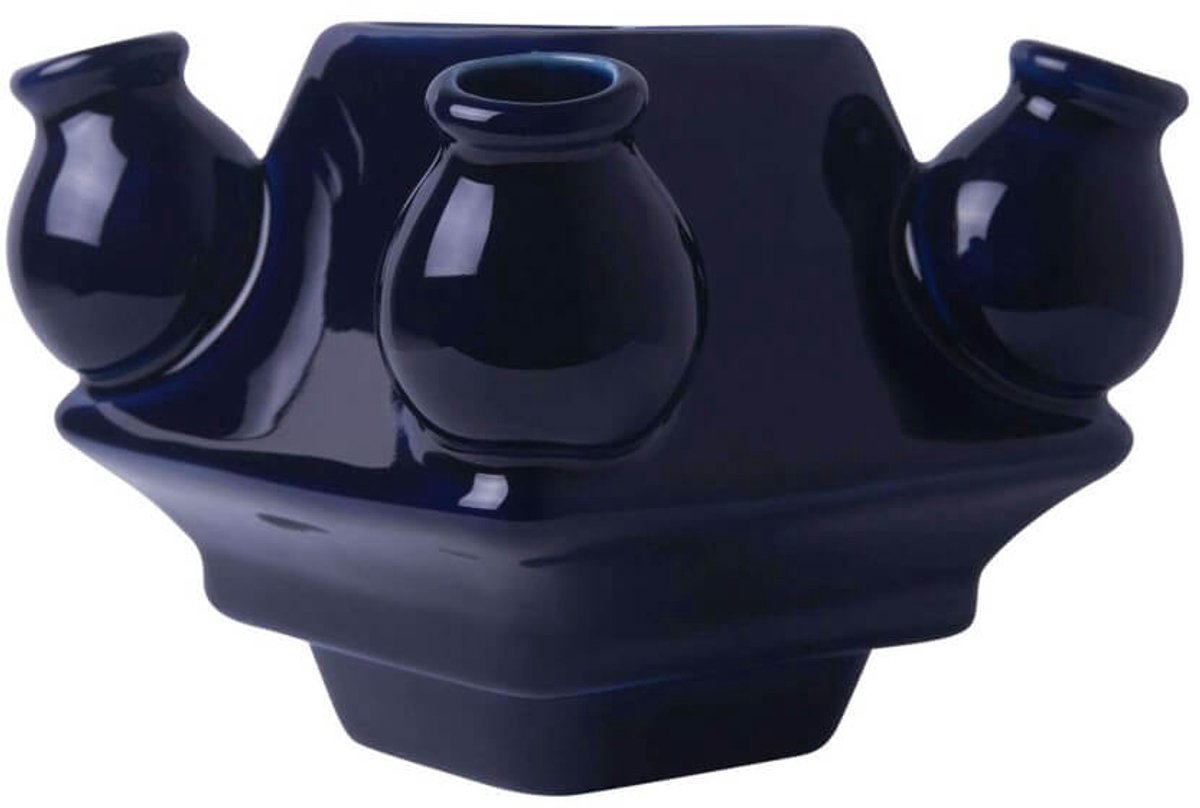 Heinen Delfts Blauw Tulpenvaas Stapelgekte - Donkerblauw - Midden - 10 cm