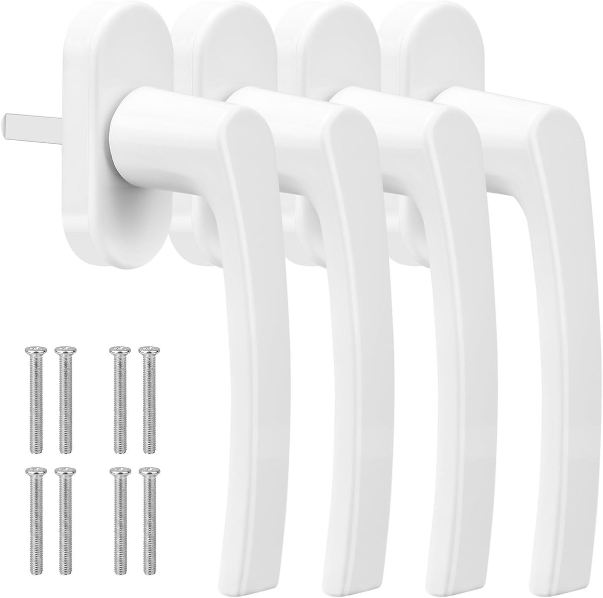 Set van 4 Witte Raamhandles van 35 mm, Aluminium Handgrepen voor Raam en Terrasdeur met Schroeven