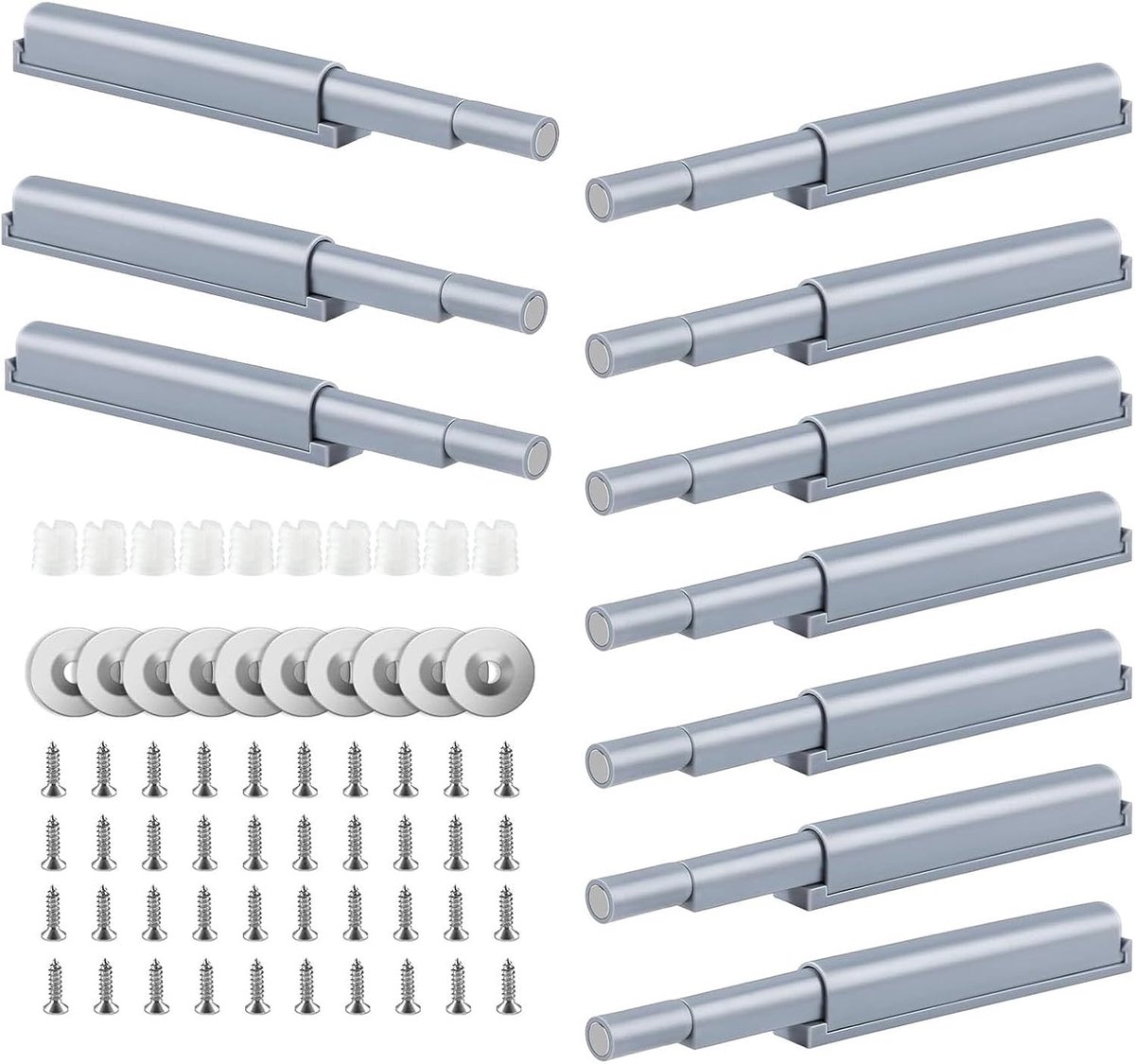 10 Stuks Soft Close Deurscharnieren voor Kasten, Magnetische Dempers voor Lades en Boekenkasten, Grijs