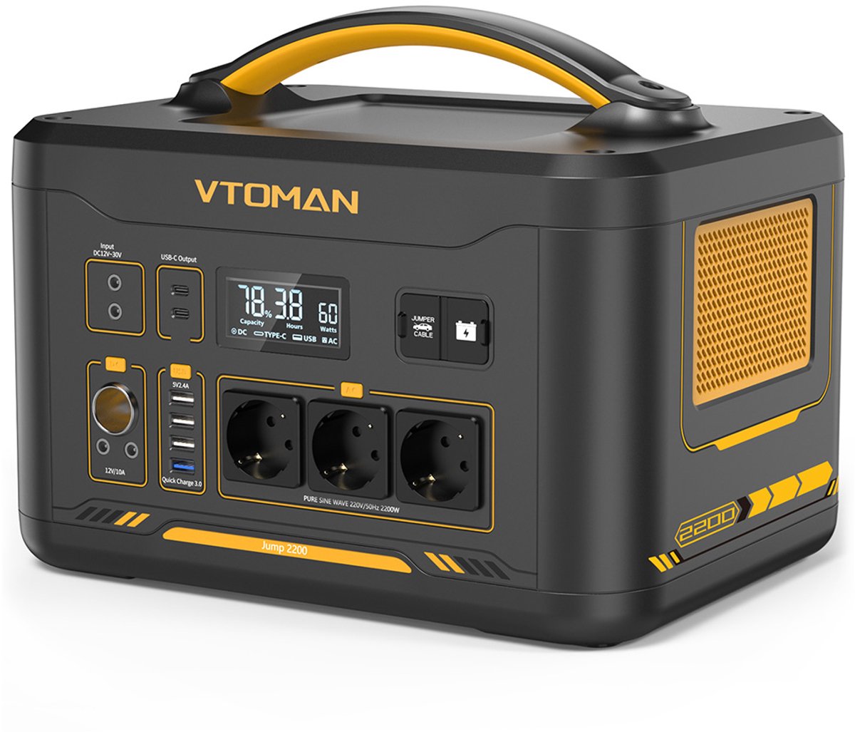 VTOMAN Jump 2200 draagbare powerstation, 1548Wh LiFePO4-batterij, 2200W wisselstroomuitgang, uitbreidbaar tot 3096Wh