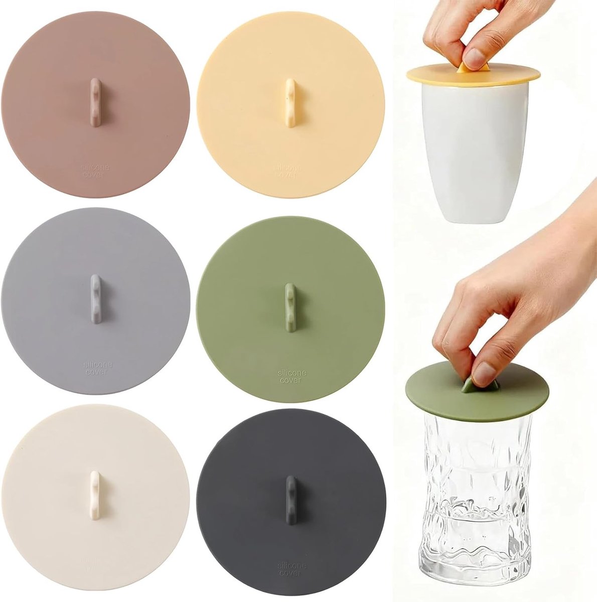 Set van 6 Siliconen Deksel voor Glazen - 10cm Kleurige Lids voor Koffie- en Theekopjes, Ideaal voor Drankglazen en Voorkomen van Vuil