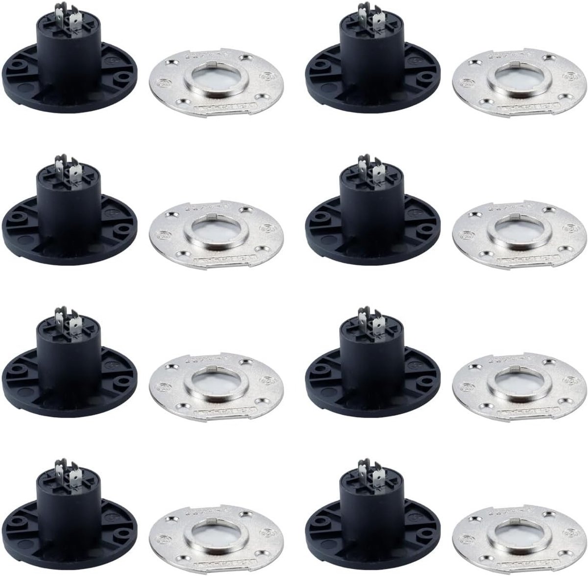 4 Pool Panel Mount Connector Set - 8 Stuks Twist Lock Metalen Ronde Connectoren voor Audio- en Versterkersystemen