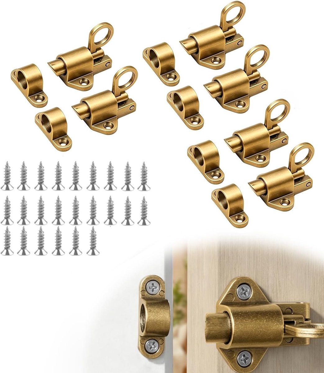 Set van 6 Automatische Beveiligingssloten voor Deuren, Kasten en Dierenkooien, Metalen Springsloten, Veilig en Duurzaam