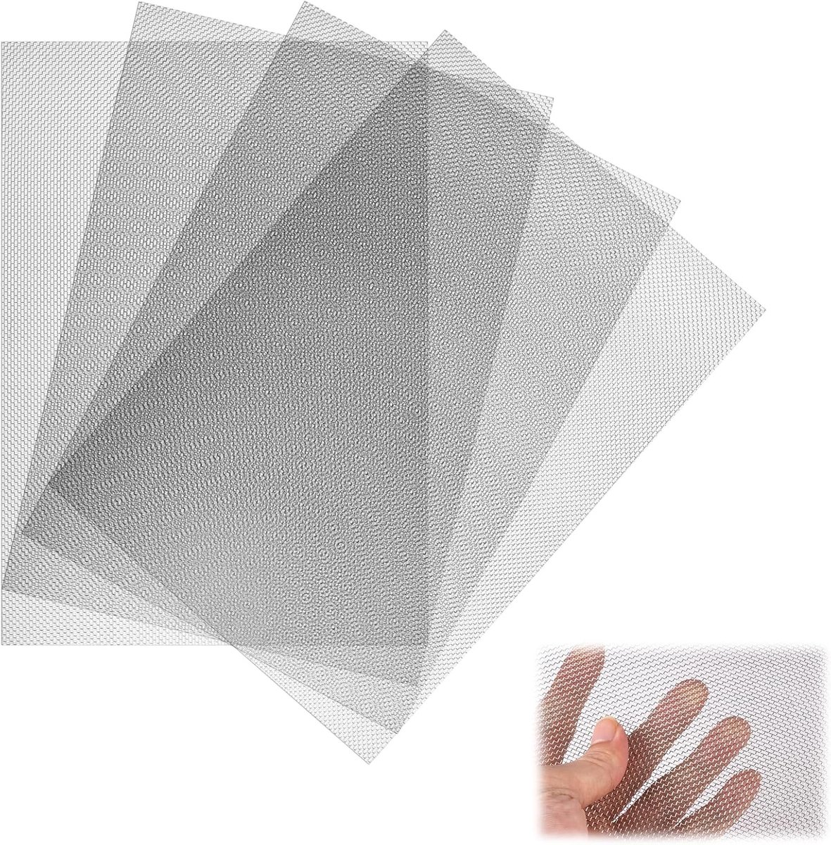 Set van 4 RVS Fijnmazig Metaal Gaas 21x30cm met 1mm Gaten voor Filteren en Zeven