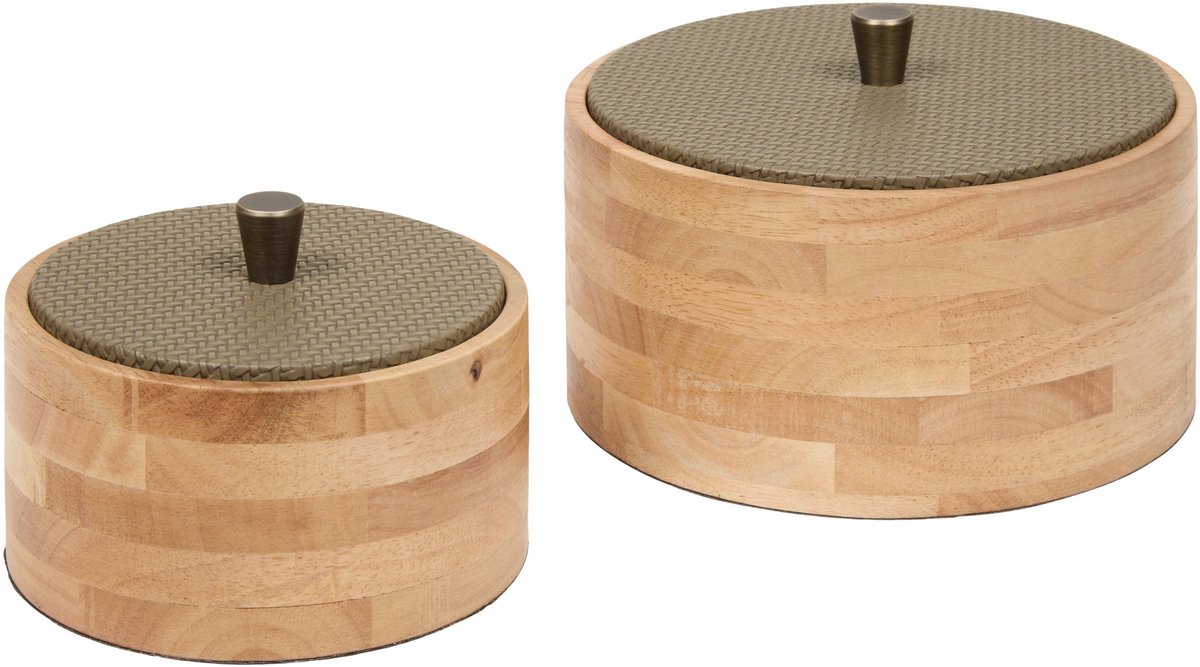 Atmosphera Bonie Opbergdozen - Set van 2 stuks - 2L - Ø20xH13cm - Groen