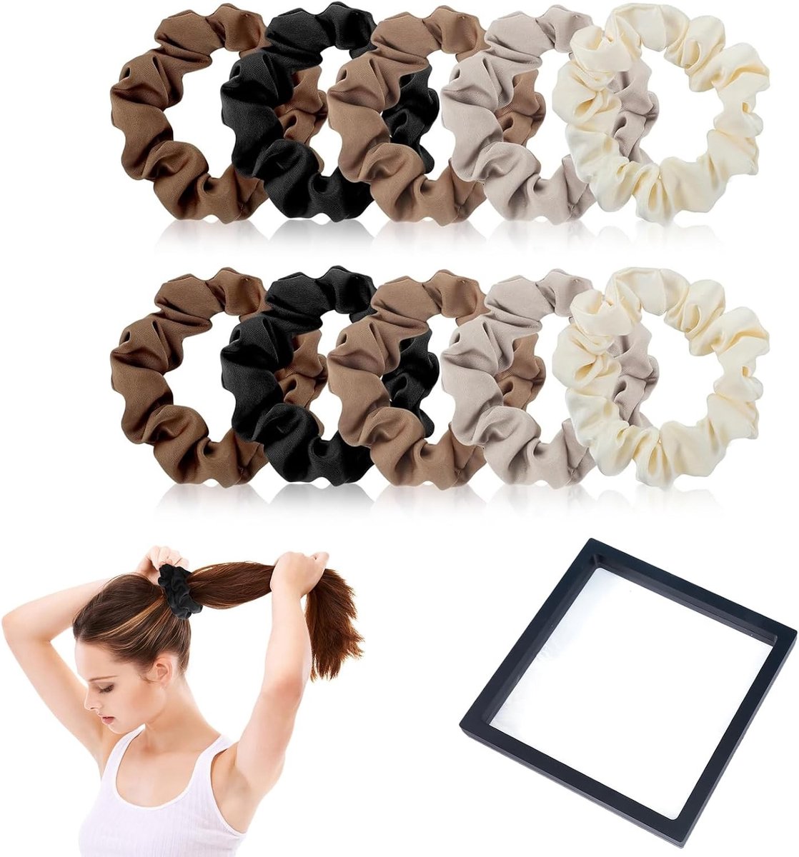 Set van Zachte Satijnen Haarscrunchies - Schattige Ponytail Holders, Elastische Haaraccessoires voor Dames en Meisjes - Geschikt voor Dik, Dun en Krullend Haar