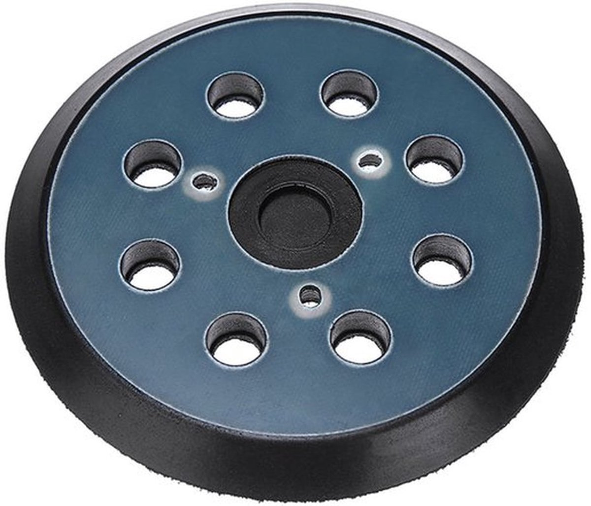 Twee vervangende schuurpads van 5 inch met 8 gaten, geschikt als vervangingsonderdelen voor Makita schuurmachines.