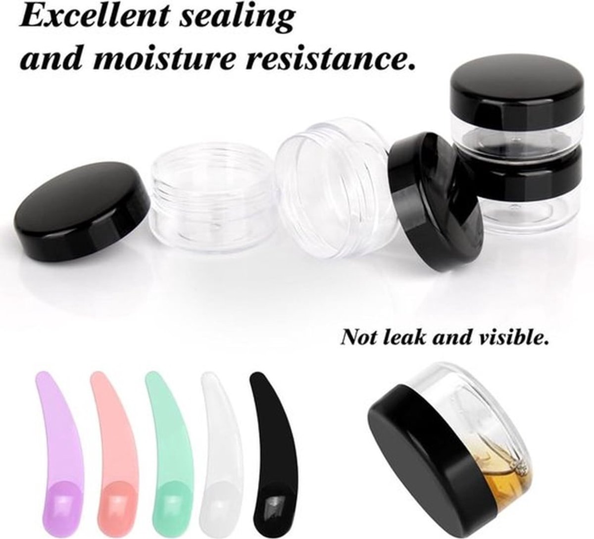 48 stuks lege reisformaat cosmetica-containers voor crème, lippenbalsem en lotion - 10 ml - zwart
