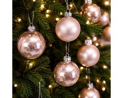 Decoris Kleine kerstballen - 36x st - lichtroze - D4 cm - glas - kerstversiering