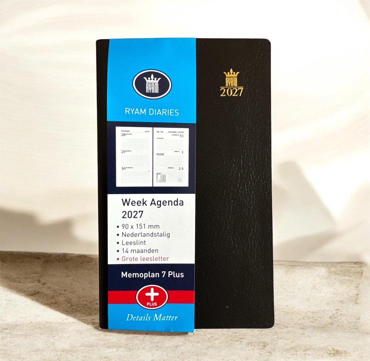 Ryam Zakagenda 2027 Memoplan 7 - Grootletter Agenda - Zachte Kaft ( 9cmx15cm)