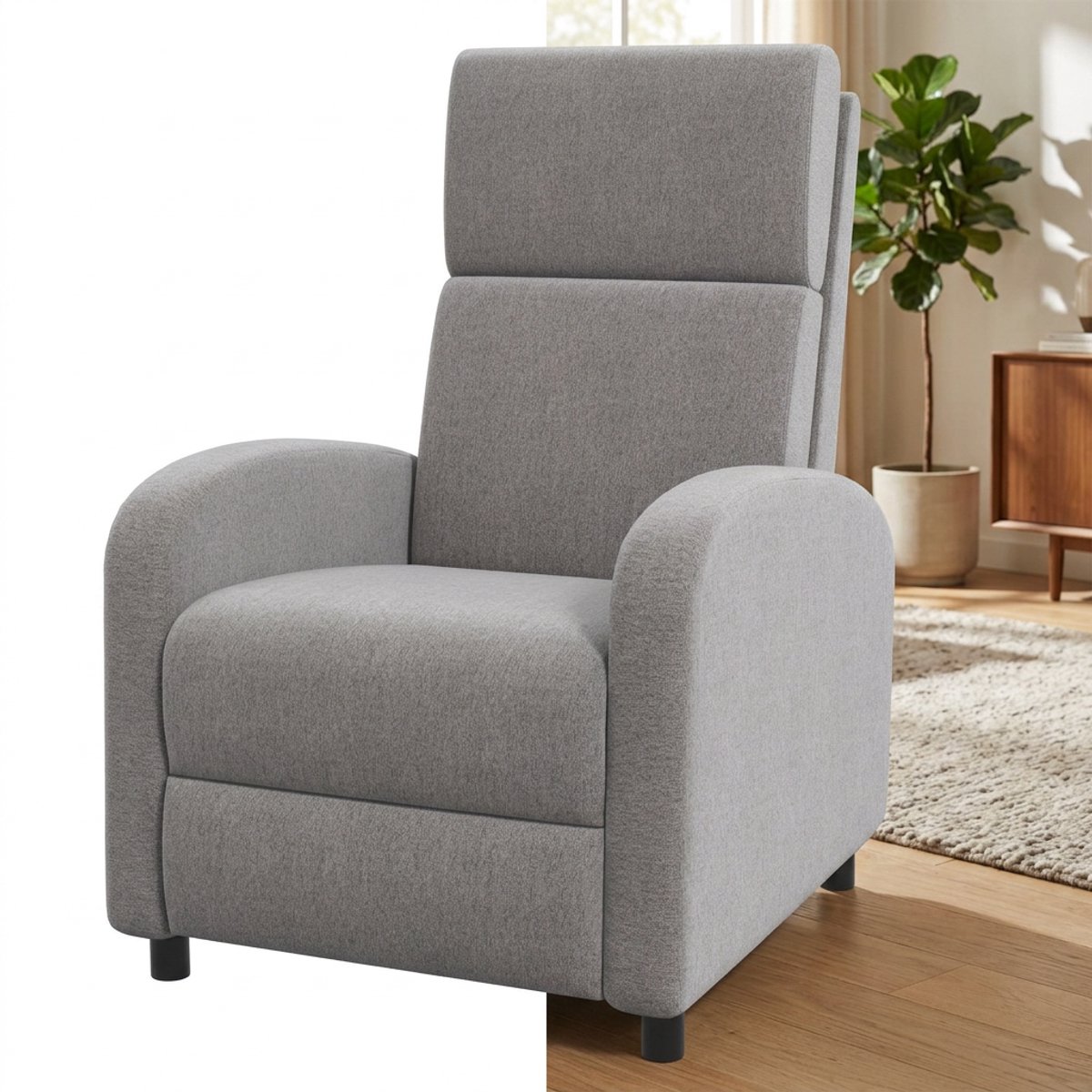 GranMaison Relaxfauteuil - Relaxzetel - Relaxstoel - Fauteuil - Stoel - Met armleuning - Voor één Persoon - Fluweel - Grijs