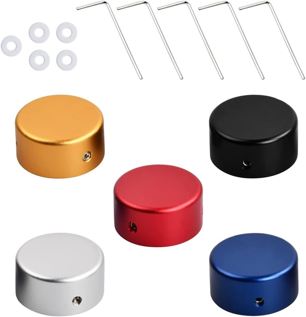 5 Stuks Gitaarpedaal Voetschakelaar Dopjes voor Effectpedaal Schakelaars in Diverse Kleuren, Ideaal voor Muzikanten en Gitaristen