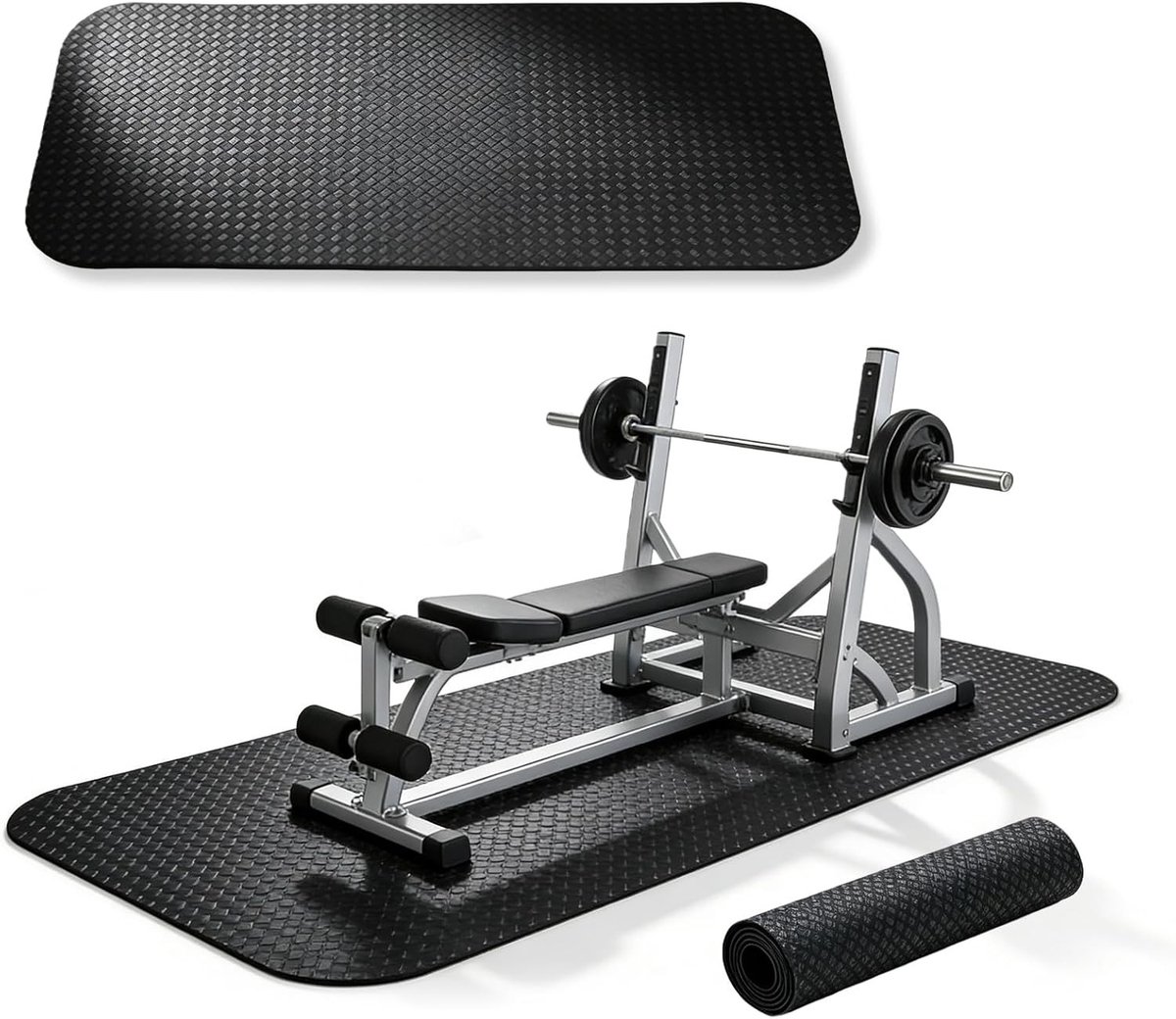Pack van 2 Vloermatten voor Fitnessapparatuur, Antislip, Hoge Dichtheid, Ideaal voor Loopband en Fietstrainer, 5 mm Dikte, Bescherming voor Vloer en Sportuitrusting