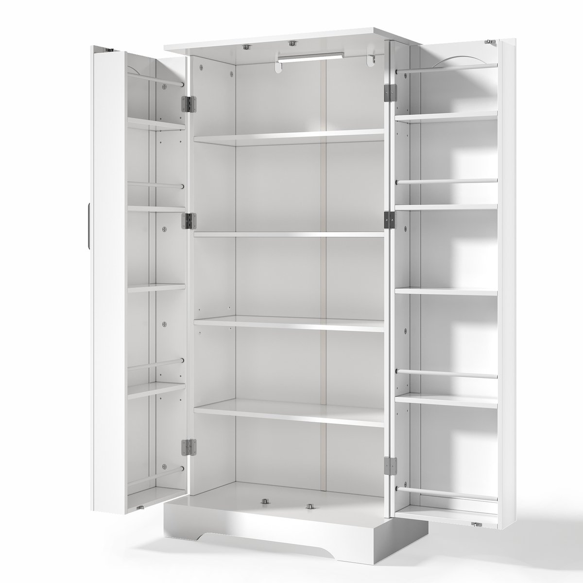 Witte multifunctionele keukenkast - Slimme opbergruimte - Met LED-sensorverlichting - Voor keuken en eetkamer - 60x35x128 cm Wit