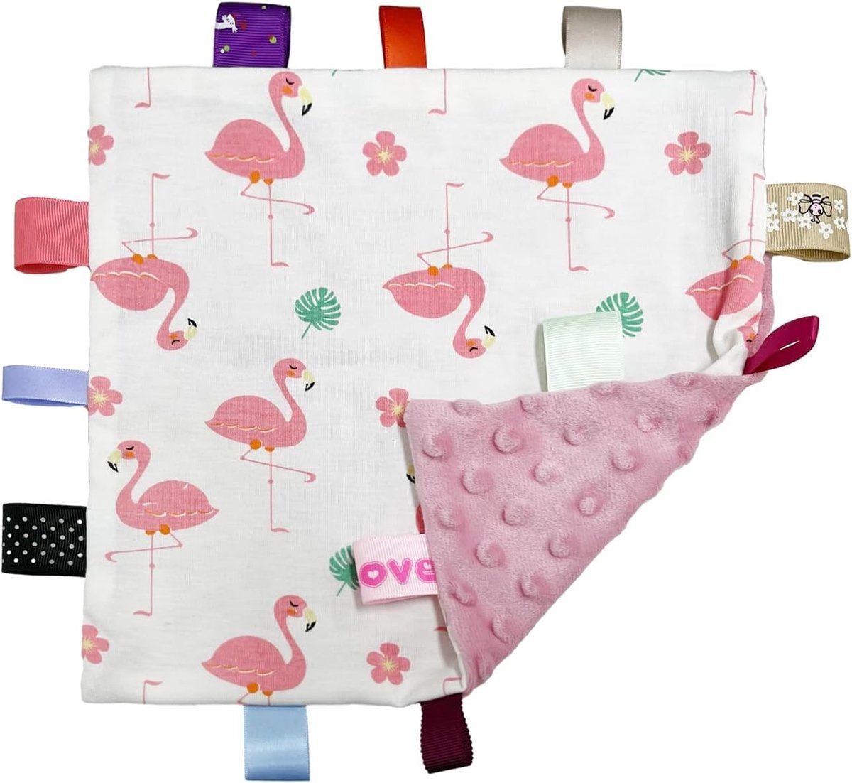 Veiligheid Dekentje voor Baby's, Zachte Comfortdeken met Geen Vouwlabel, Schattig Patroon in Roze, Ideaal voor Pasgeborenen en Kinderen