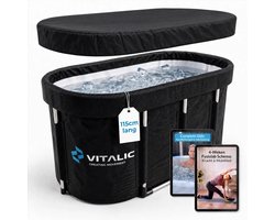 Vitalic XL IJsbad 115cm – Zit & Ligbad – incl. 4-weeks Herstelplan van het Fysiolab – Opvouwbaar Dompelbad met Deksel voor Volwassenen