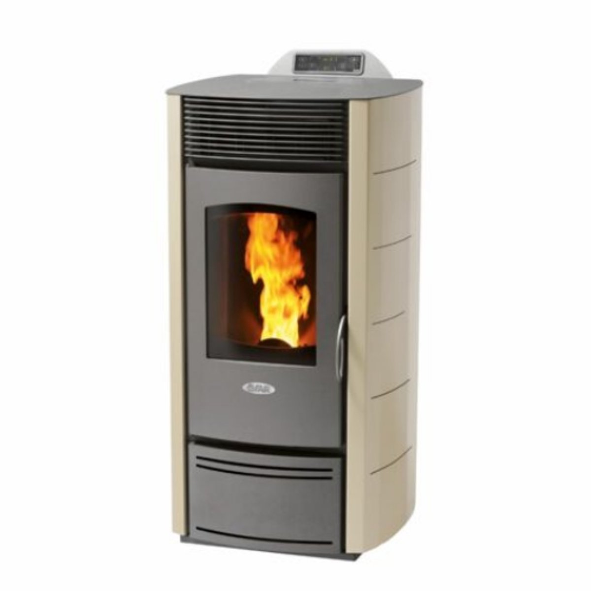 Fair Pelletkachel ZW13 – 12 kW – Dubbele kanalisatie & frontventilatie – Tot 440 m³ – Crème - Gietijzer