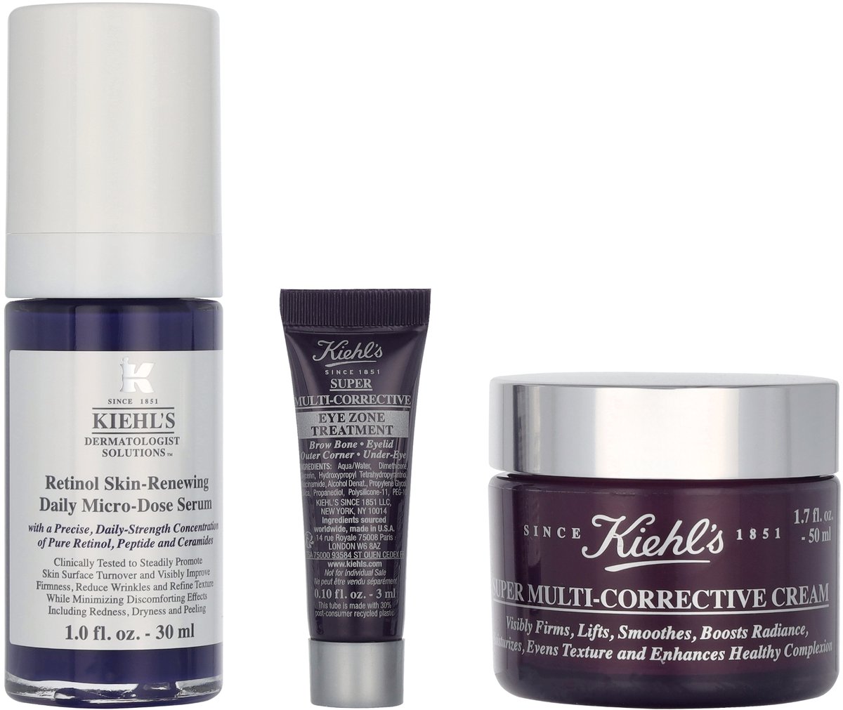 Kiehl's Anti-Aging Essentials Giftset 40 ml - Retinol Serum 30ml/Eye Treatment 3ml/Face & Neck cream 7ml