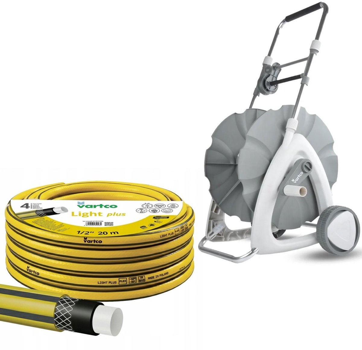 Tuinslangwagen + Vartco Light Plus-tuinslang 1/2" 20 m Agaplast