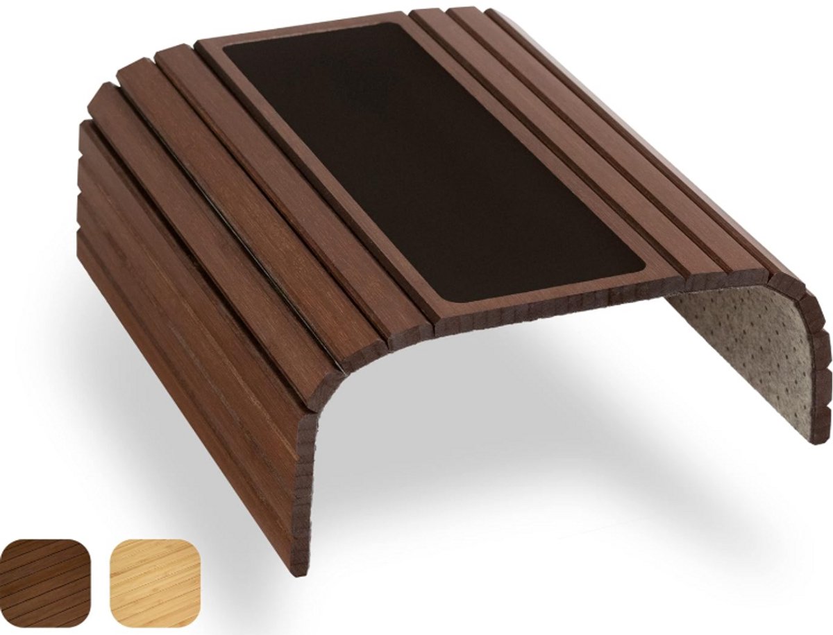 BAM BOO BOX Sofa dienblad antislip - bankrekje van bamboe met anti-slip pad - armleuningen dienblad van hout - bank in natuurlijke kleur