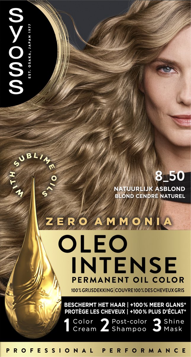 Bol.com Syoss Oleo Intense 8-50 Haarverf - Natuurlijk Asblond - Permanente Haarkleuring - Ammoniakvrij - Met Voedende Oliën - 10... aanbieding