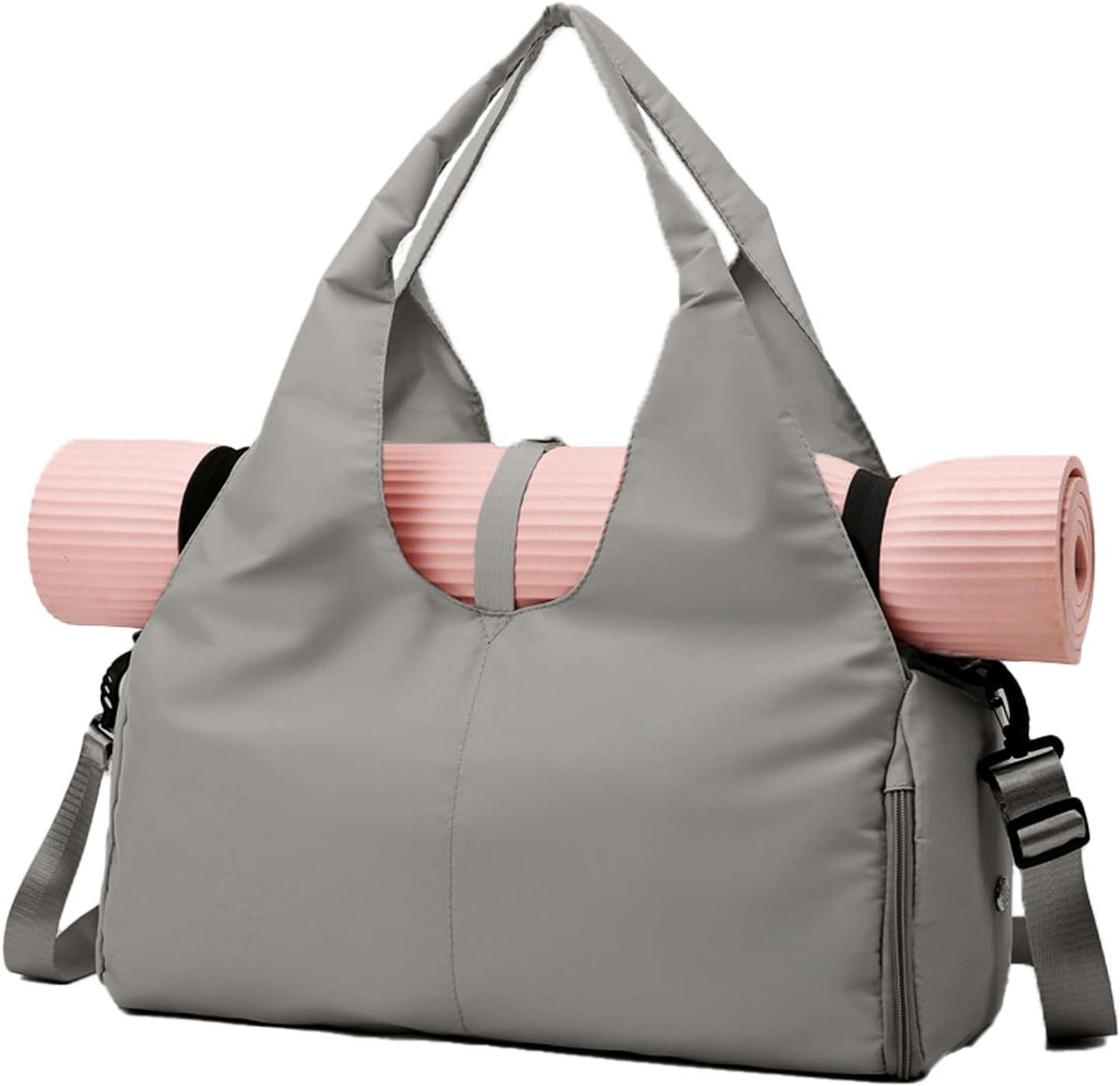 Sport Duffel Tas voor Vrouwen - Grijs - Grote Capaciteit - Met Schoenenvak en Nat-Droog Compartiment - Voor Yoga en Reizen