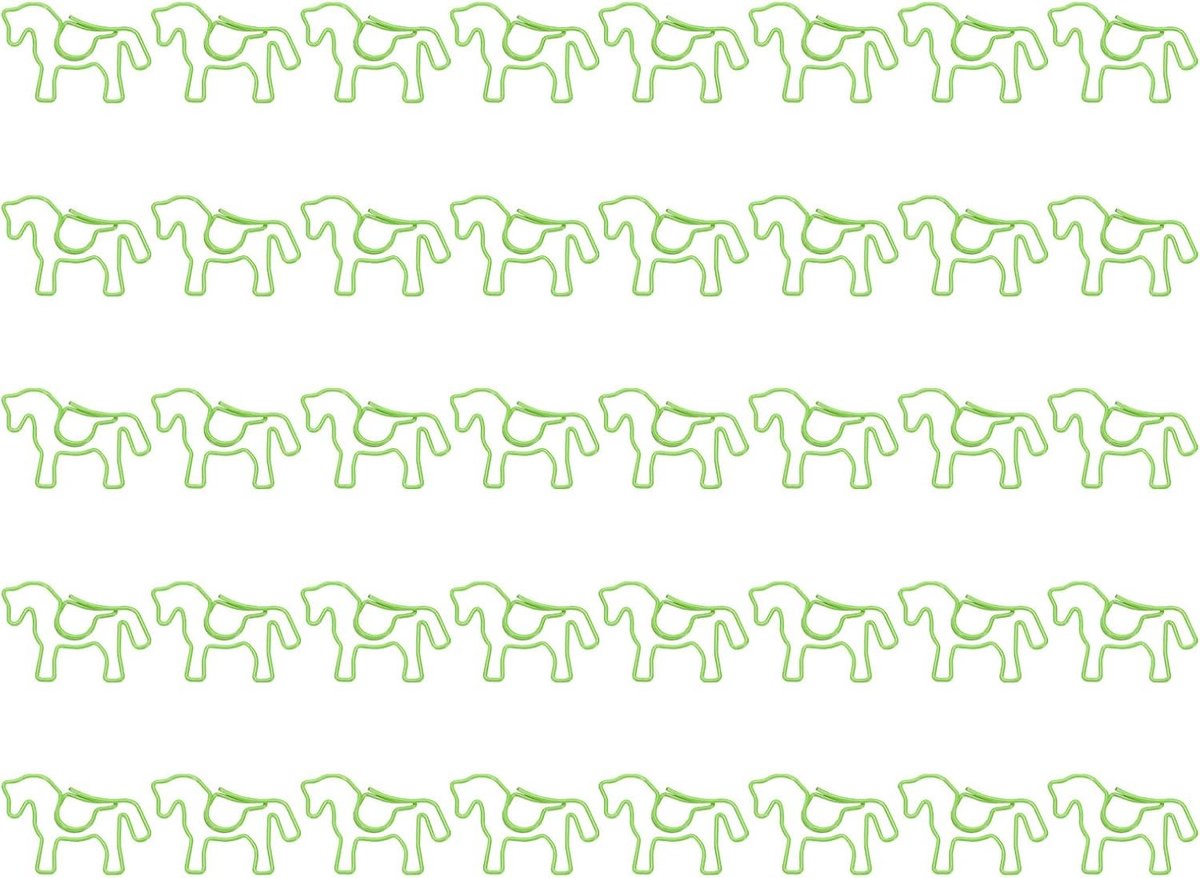 40 Stuks Paardvormige Paperclips in Doos, Ideaal voor Kantoor, Creatieve Projecten en Thuisgebruik (Groen, 3.5 cm)