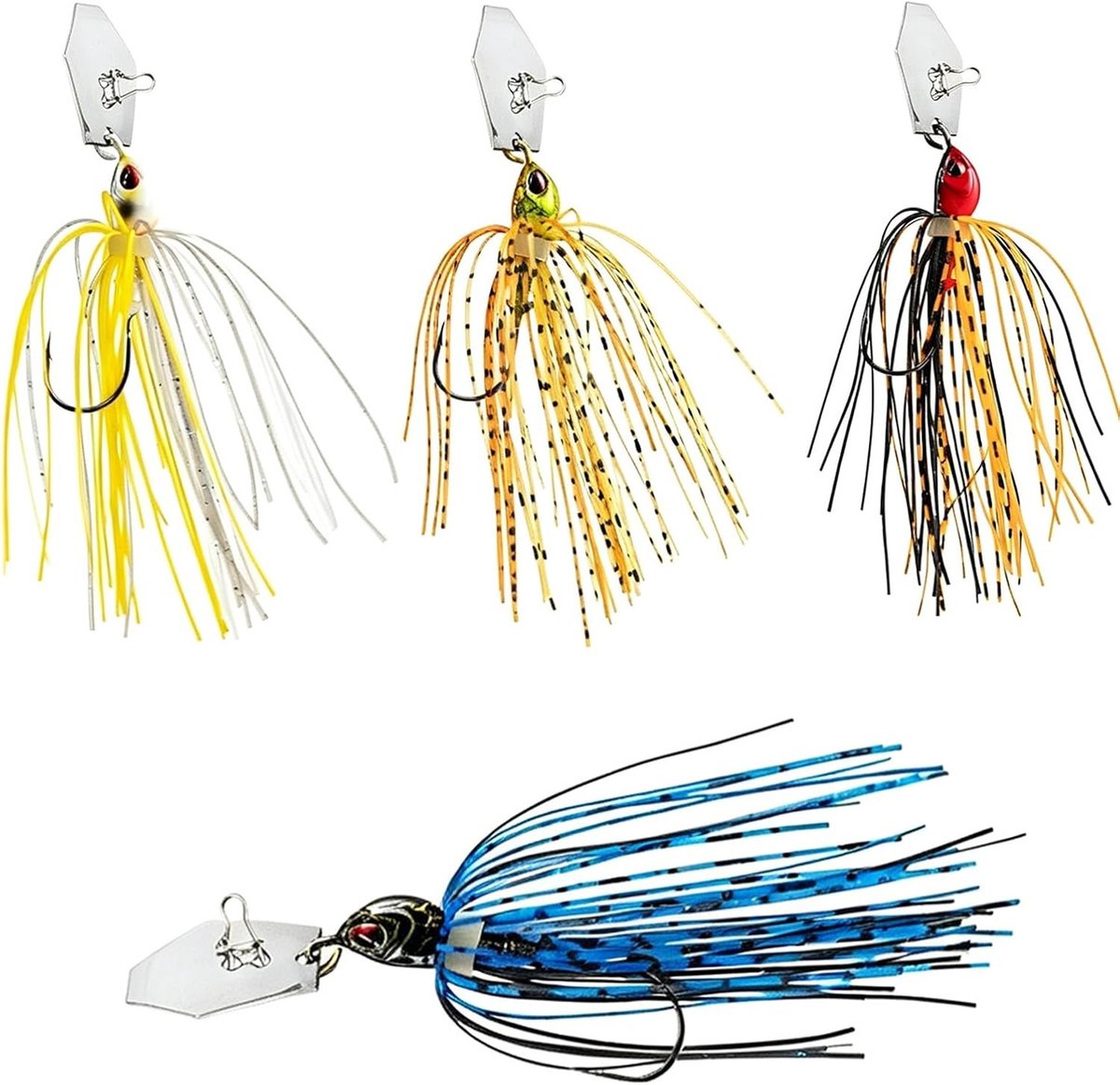 Spinner Fishing Bait Set van 4 Stuks voor Snoek, Baars en Snoekbaars - Perfect voor Vissen