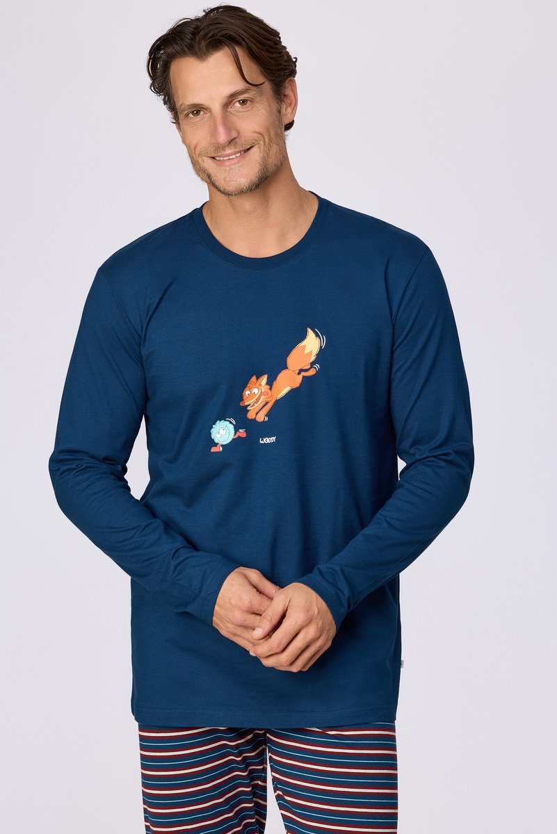 Woody, jongenspyjama, donkerblauw, vos, 14j