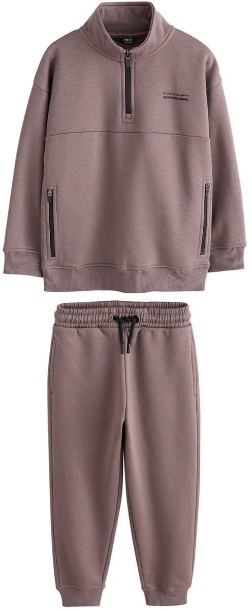 Next - Jongens - Joggingpak met ritssluiting en trechterhals - Bruin