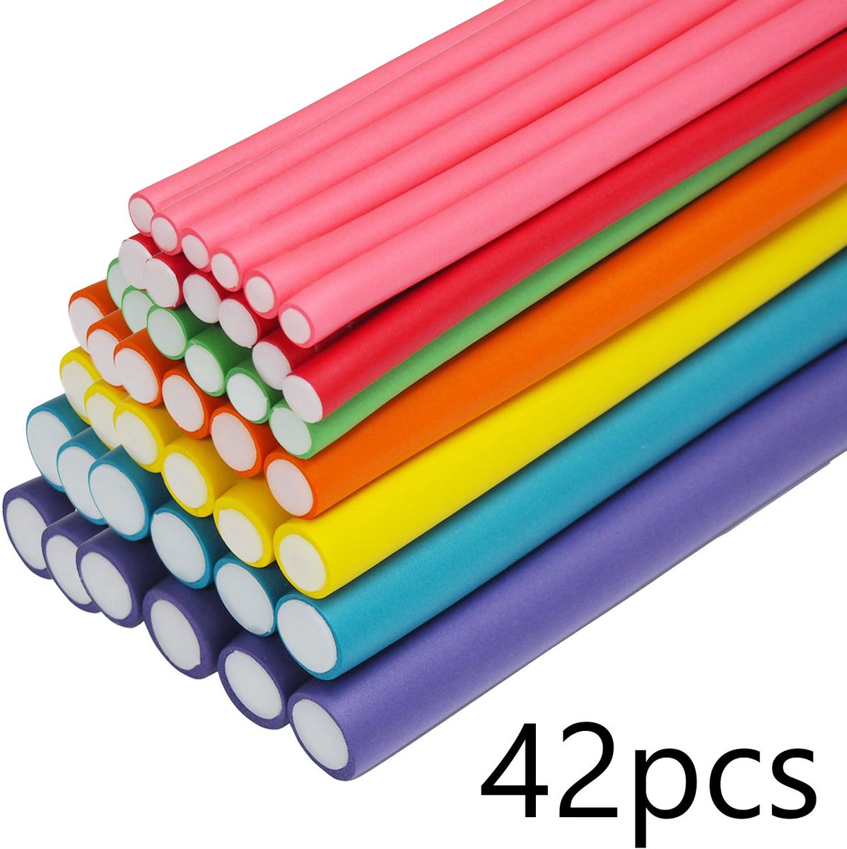 42 stuks 18 cm haarrollers, hittevrije krultangen, magische flexibele schuimrollers voor lang, kort en golvend haar Salon, Cadeau
